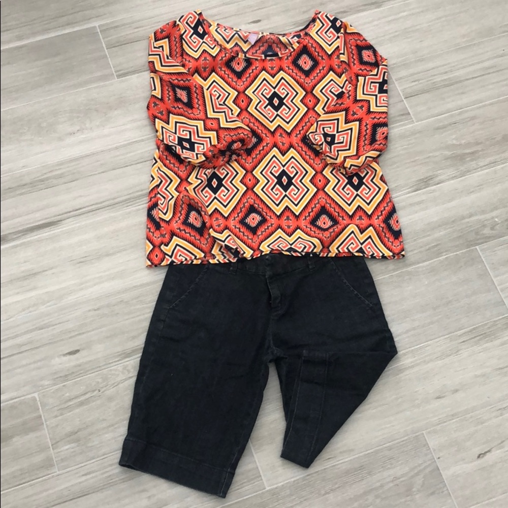 Blouse and Bermuda shorts